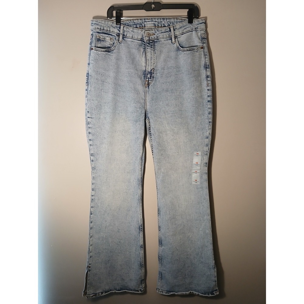 Old Navy Womens‎ Jeans Size 14 High Rise Flare Light Wash Split Hem
